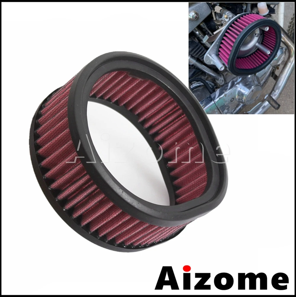 Motorcycle Red Air Filter Cleaner Intake Filters High Flow Pleated Air Filter For Harley Model w/ S&S Super E and G series Carb