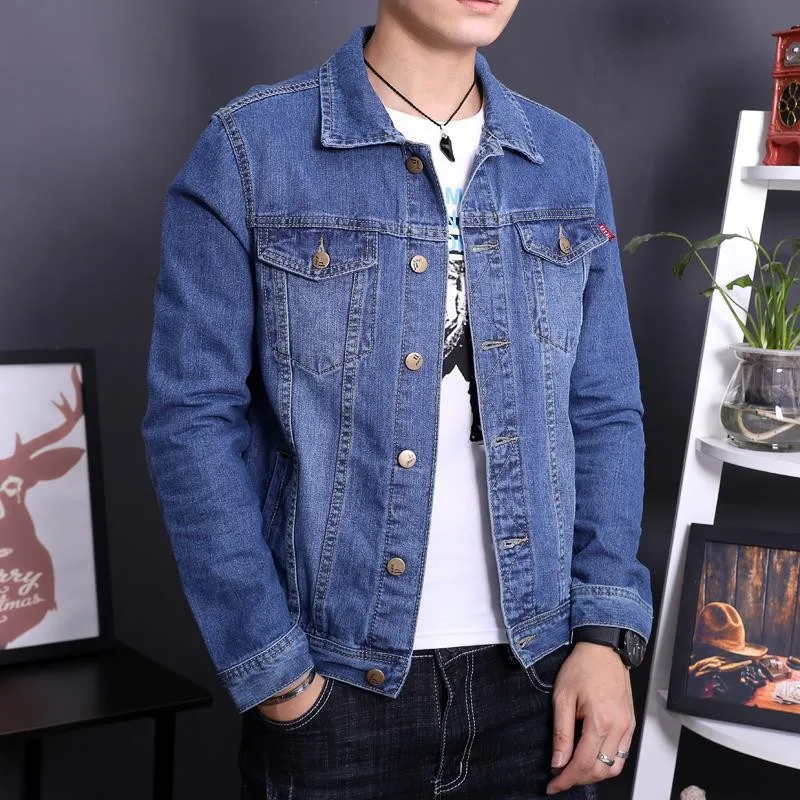 Wholesale Loose Denim Jacket Men2023New Korean Style Fashion Brand Casual Coat Spring and Autumn Tops Short Jacket