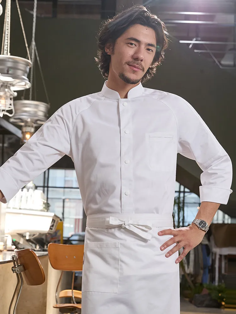 Professionelle Kochjacke mit Langen Ärmeln für Gastronomie, Küchenjacke, Restaurant-Kellner-Uniform