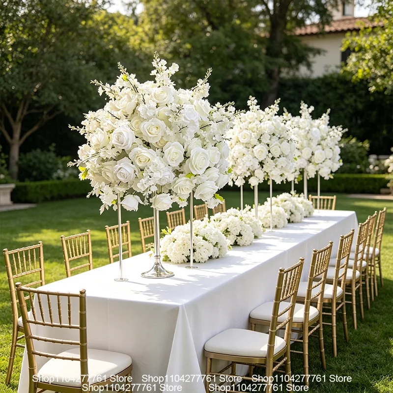30/40/50/60/70 cm, weißes Tischdeko-Set, Blumenball mit Rosen und Hortensien, für Hochzeiten und Veranstaltungen, als Hintergrunddekoration, Blumenarrangement-Zubehör. – Detail 2