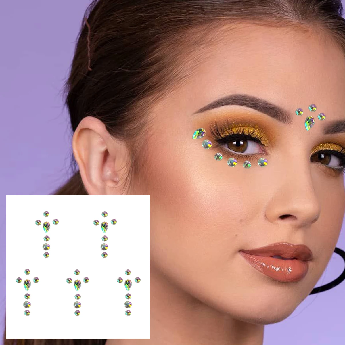 Face Gems For Women Temporary Tattoos Eye Forehead Diamonds Jewels Sticker Glitter Bindi Dots Crystals Makeup Jewelry Decoration