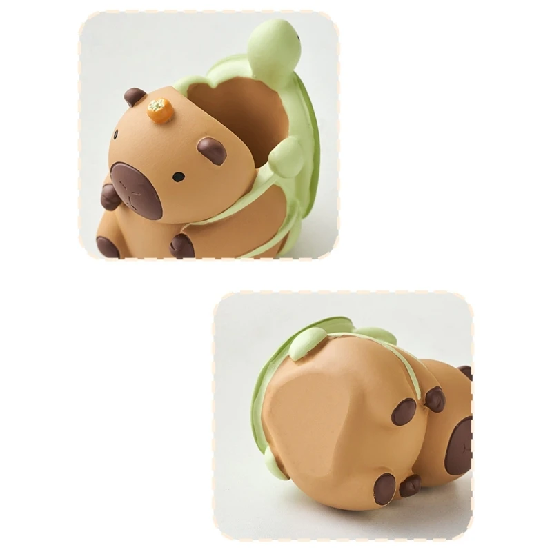 Capybara รูปปากกาคอนเทนเนอร์แปรงแต่งหน้าเรซิ่นโต๊ะเครื่องประดับ Dropship
