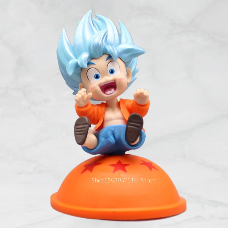 

13cm Childhood Son Goku Blue Action Figure Kawaii Dragon Ball Toy Cartoon Goku Kid Figurine Sitting Model PVC Doll Birthday Gift