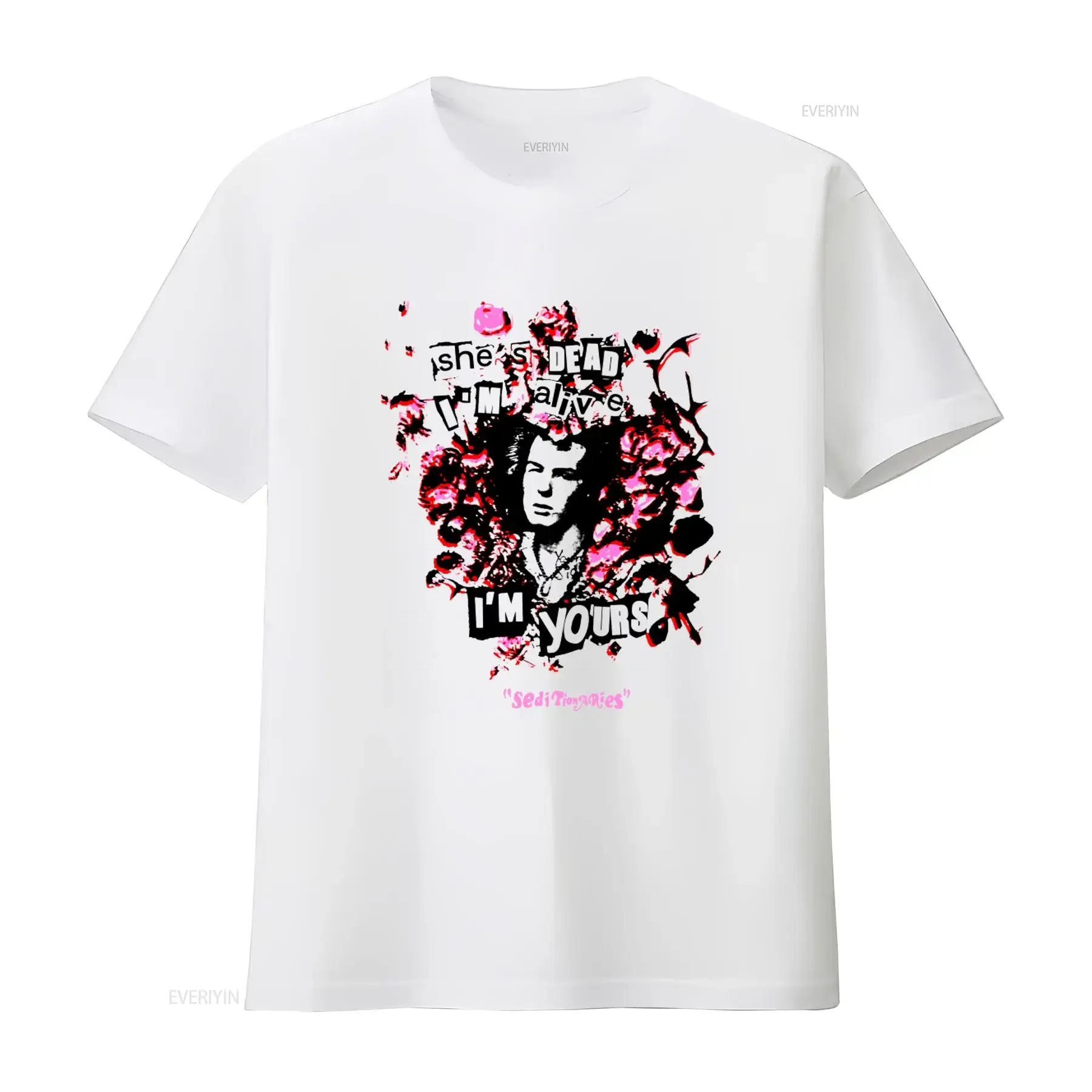 T-shirt pour homme « She'S Dead I'M Alive Yours » avec imprimé stylé pour les individus avant-gardistes, vintage, délavé, doux