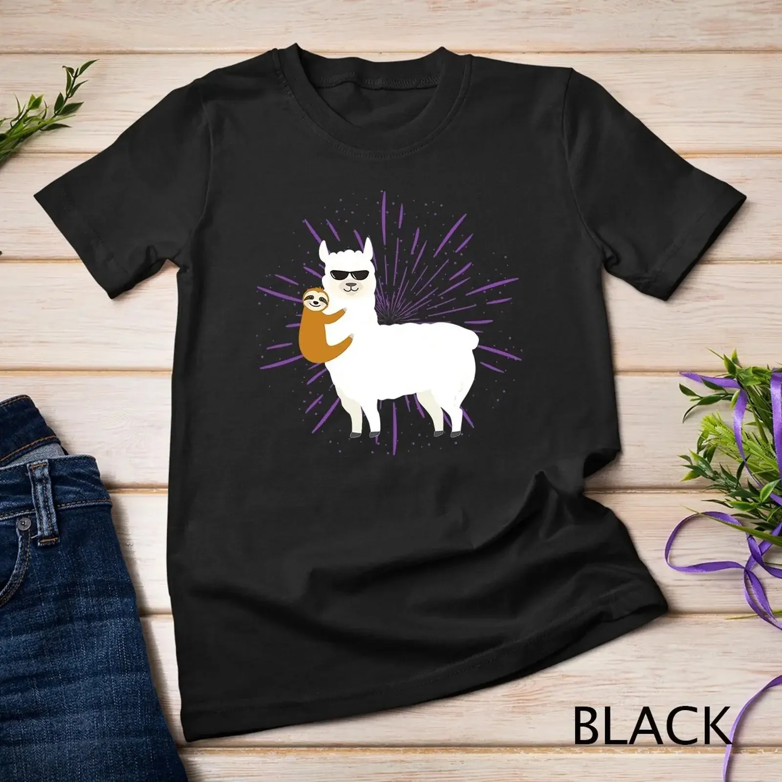 Sloth Riding Llama T Shirt Fun Alpaca New Years Idea  vintage Washed Breathable Stretched Stylish graphic fashion Unisex