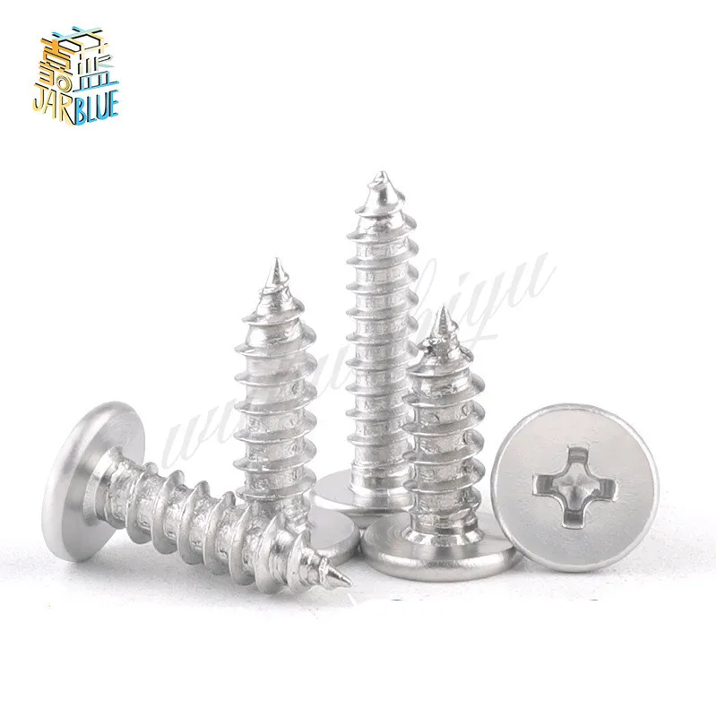  CM M2 M2.3 M2.6 M3 M3.5 M4 M5 M6 A2 304 Stainless Steel Cross Phillips Super Ultra Thin Flat Wafer Head Self-tapping Wood Screw