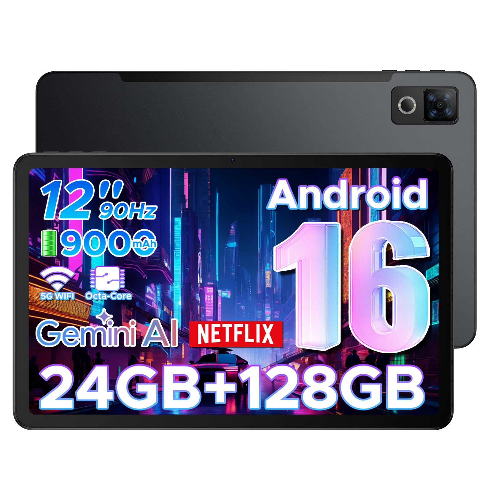 DOOGEE U12 Tablet PC 24GB 128GB Gemini AI 12'' FHD+ Scherm Unisoc T7255 9000mAh Batterij 7,8mm Ultradun Android 16 Smart Pad
