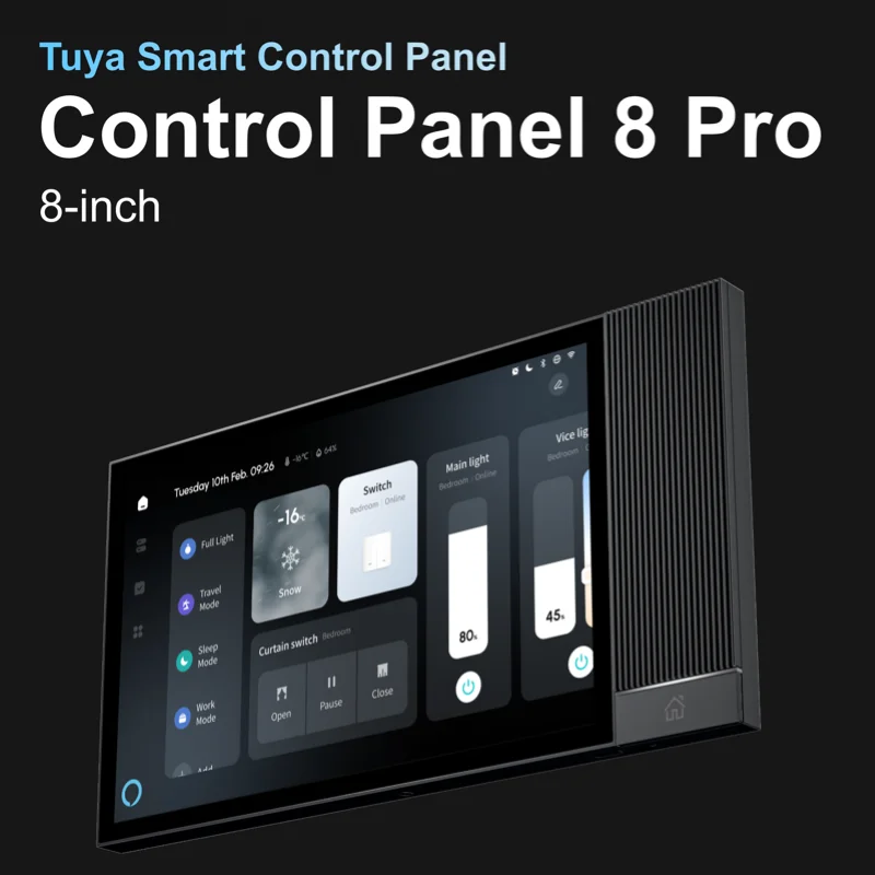 8-Inch 2-in-1 Wireless Smart Home Touch Panel Background Music Waterproof Plastic Switch Pad Smart Life