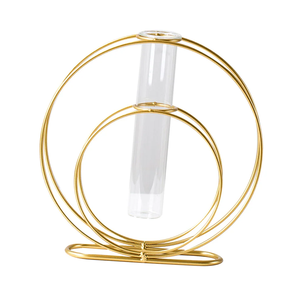 

1Pcs Vase Transparent Test Tube Flower Racks Modern Golden Design for Home Store Simple Decor