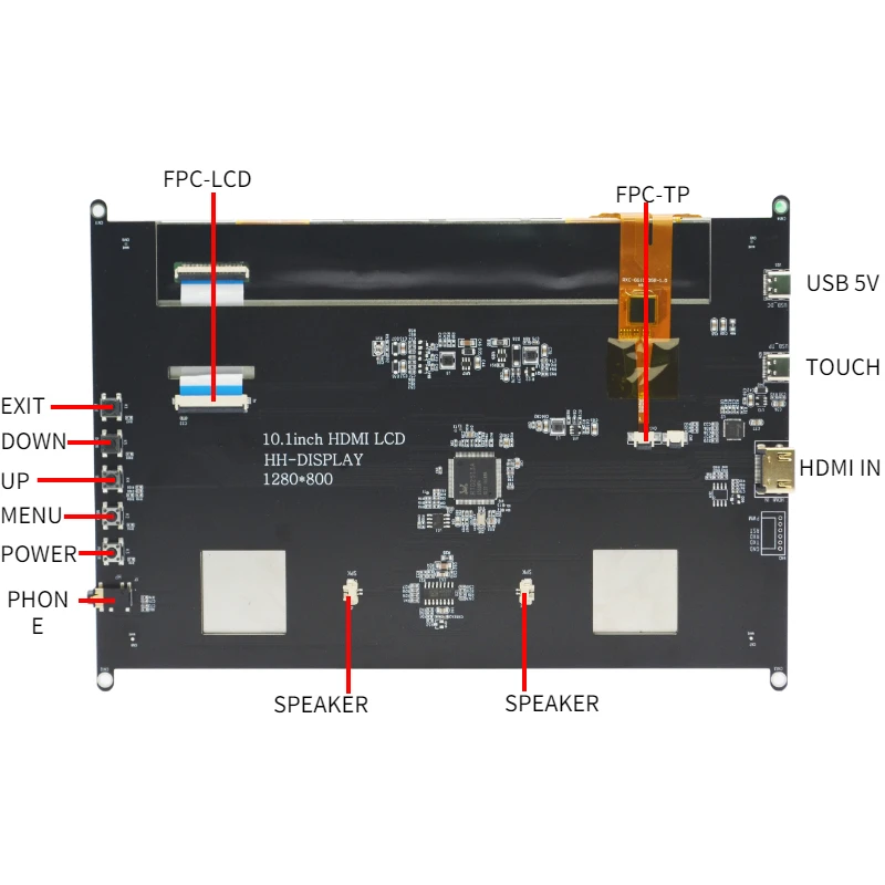 Amazon Hot Sale 10.1 Inch with HD-MI Display for Raspberry Pi Touchscreen with 1280x800 Resolution for windows Raspbian OS