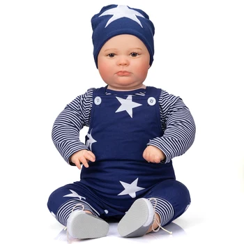 60CM Joseph big 3 months size 100% handmade reborn toddler baby boy awake doll Mutiple layers painting with visible veins