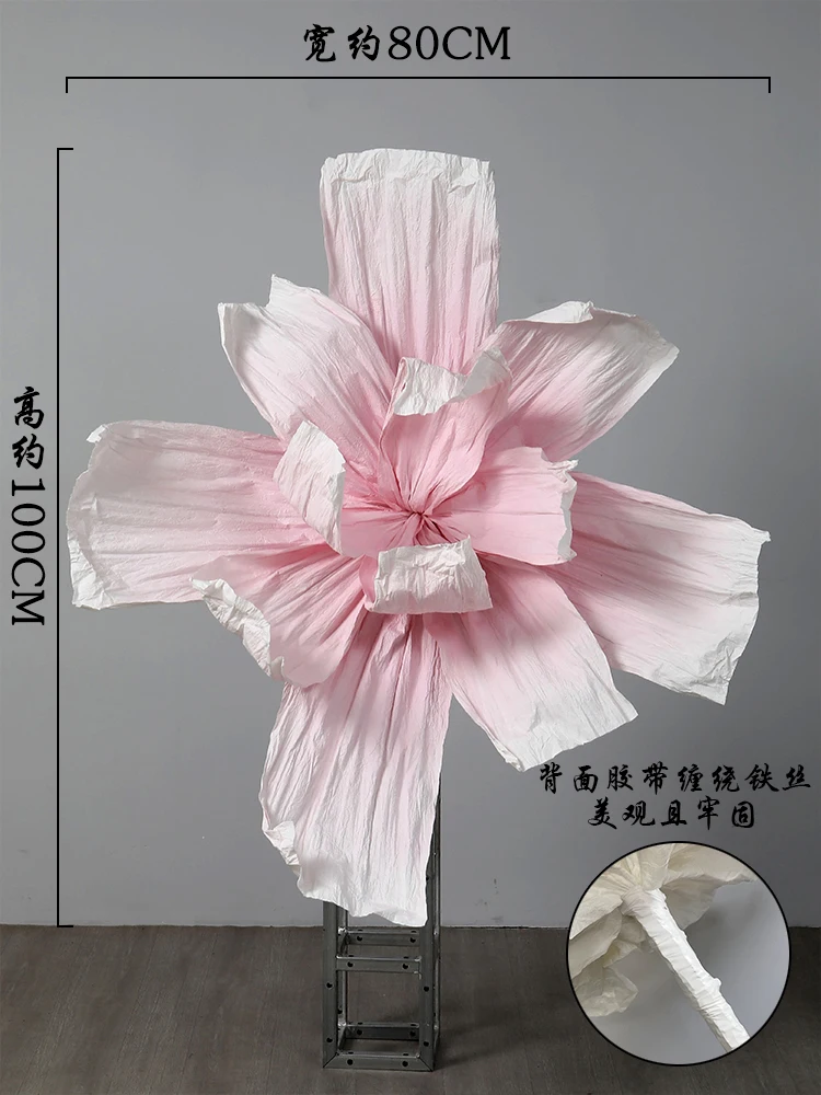 New wedding giant paper flower handmade pleated paper art plastic flower large wedding