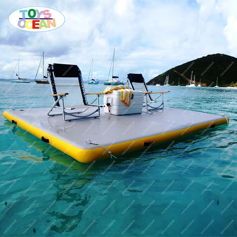 Factory Customized PVC Inflatable Water Floating Mat Platform 100-500KG Capacity Portable Float Dock Water Amusement Facilities