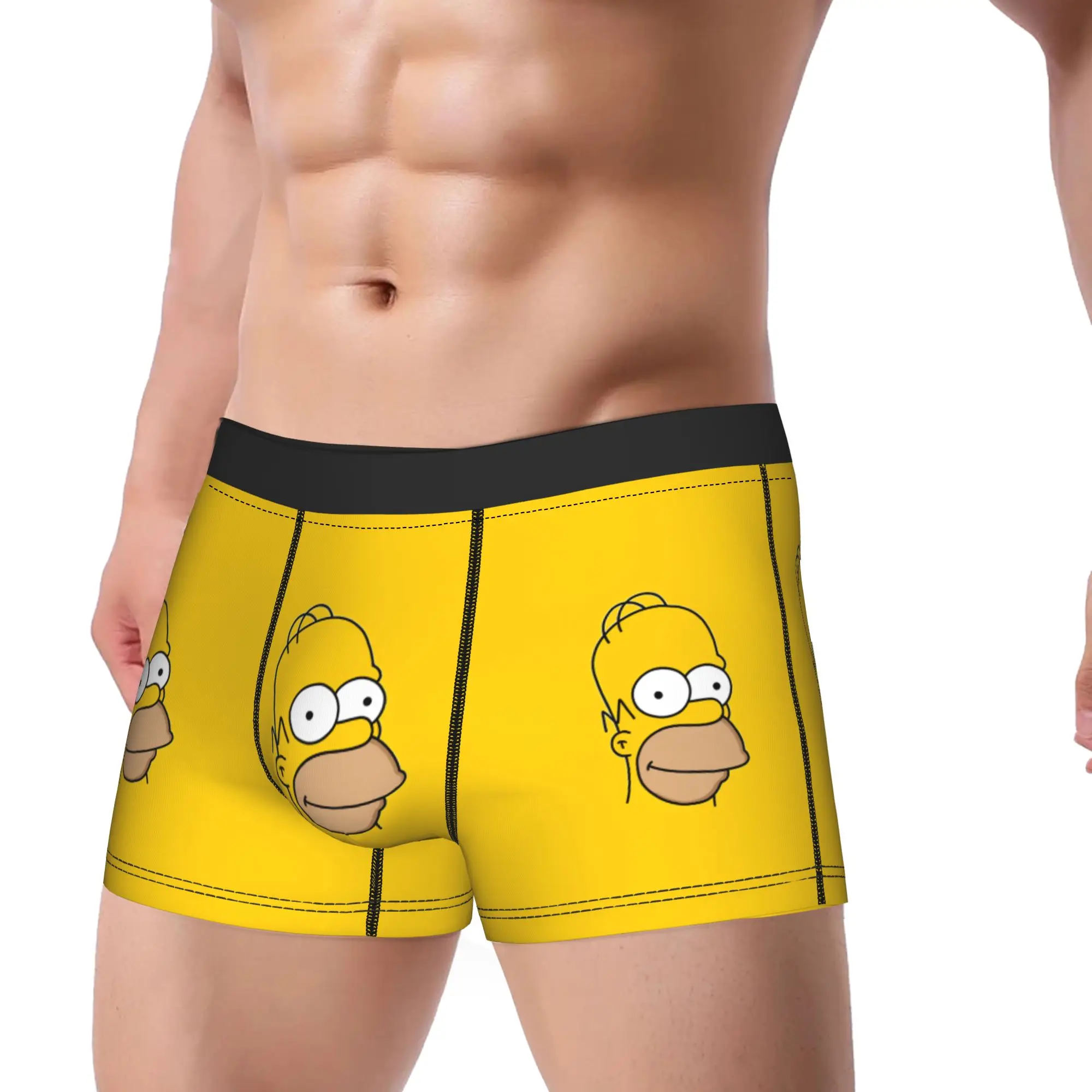 Homer S-Simpson Cartoon Head Portrait Underwear  Man Shorts Briefs Breathable Boxer Shorts Trenky Custom DIY Plus Size Panties