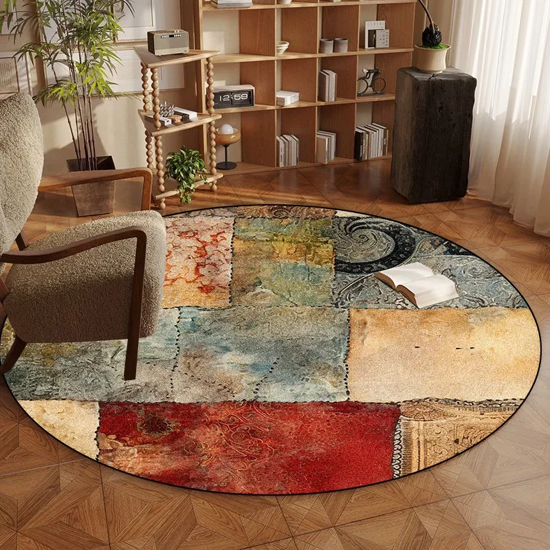 Round Rug, Large Non-Slip Area Carpet for Bedroom, Living Room or Study, Washable Decorative Floor Mat