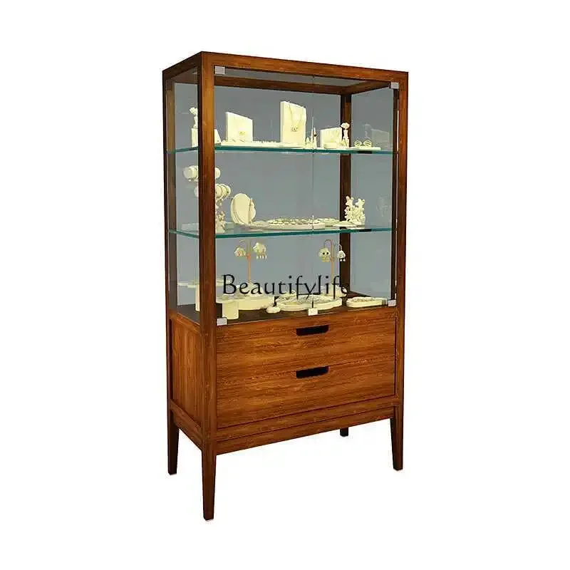 

*Jewelry medieval retro wood paint display cabinet