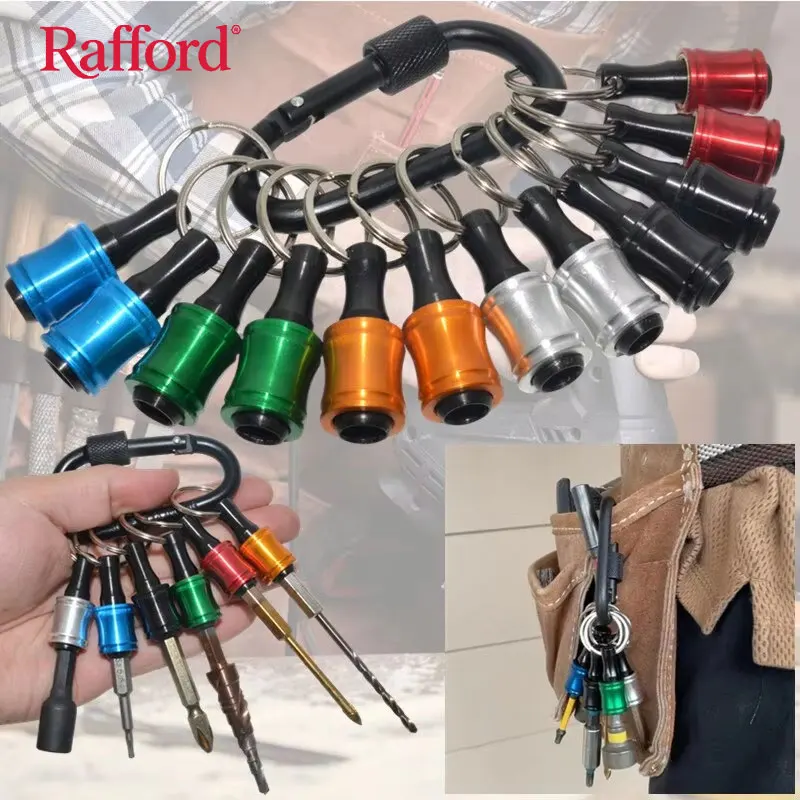 Rafford Upgrade, Push to Unlock, 12pcs 1/4 Inch Hex Shank Screwdriver Bits Waist Holder Light-weight Quick-change Extension Bar