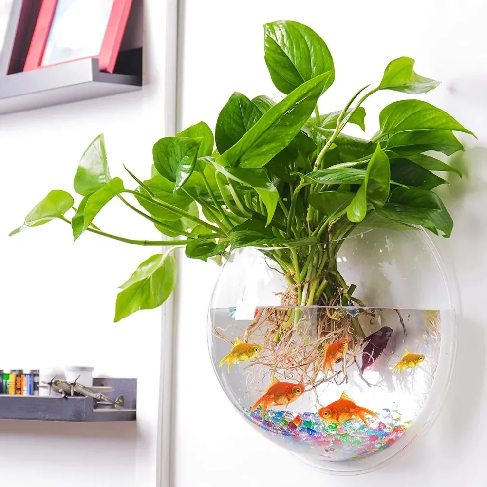 Clear Acrylic Vase Flower Plant Pot,Wall Hanging Fish Bowl,Aquarium for Fish,Fish Tanks Home Decor,Goldfish Bowl,Flower Pot