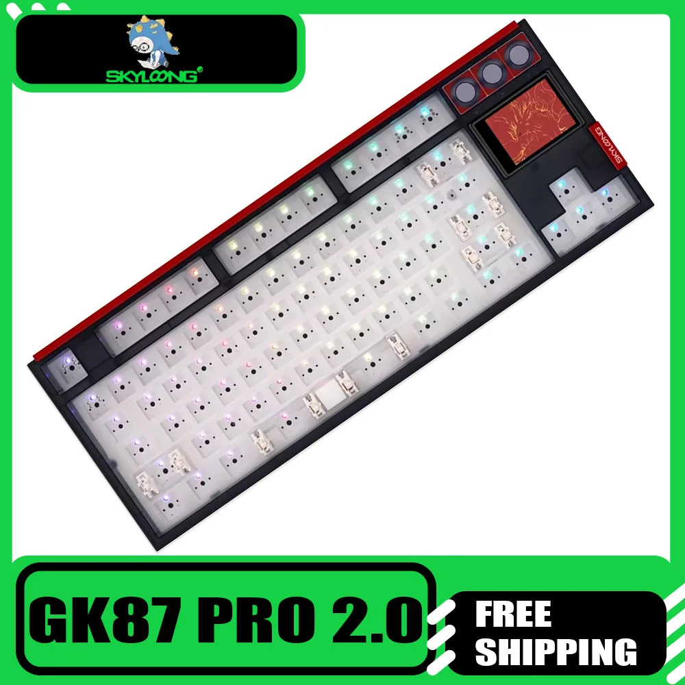 

Skyloong GK87 Pro 2.0 Mechanical Keyboard Customize Screen Tri Mode 7200mAh Low Latency Wireless Gaming Keyboard Gasket Pc Gift