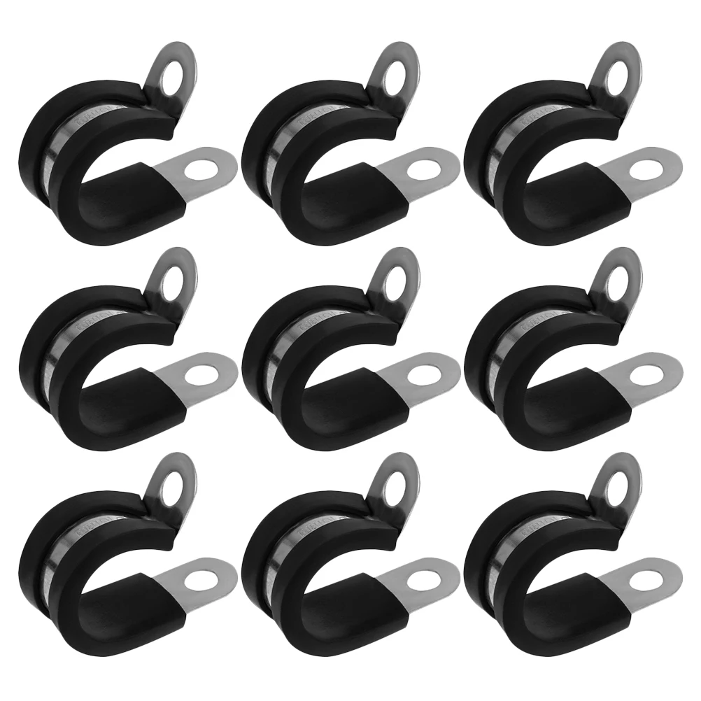 

20Pcs Stainless Steel Cable Clamps Rubber Cushioned Clamp Rust Resistant for Wire Pipeline Rack Management Metal Clamp