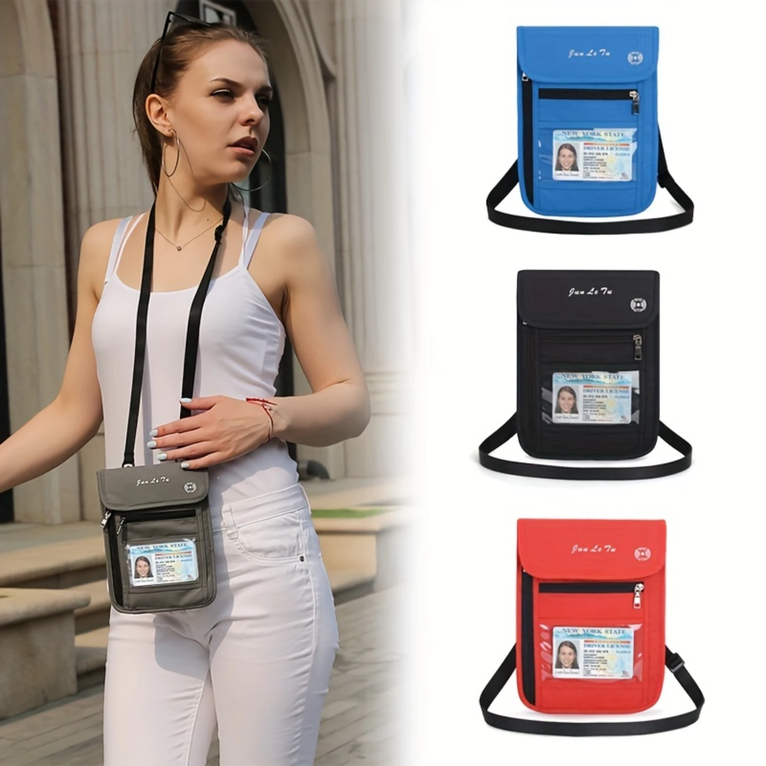 Bolsa de viaje multifuncional antirrobo para estudio en el extranjero para hombres y mujeres: funda protectora para pasaporte y documentos