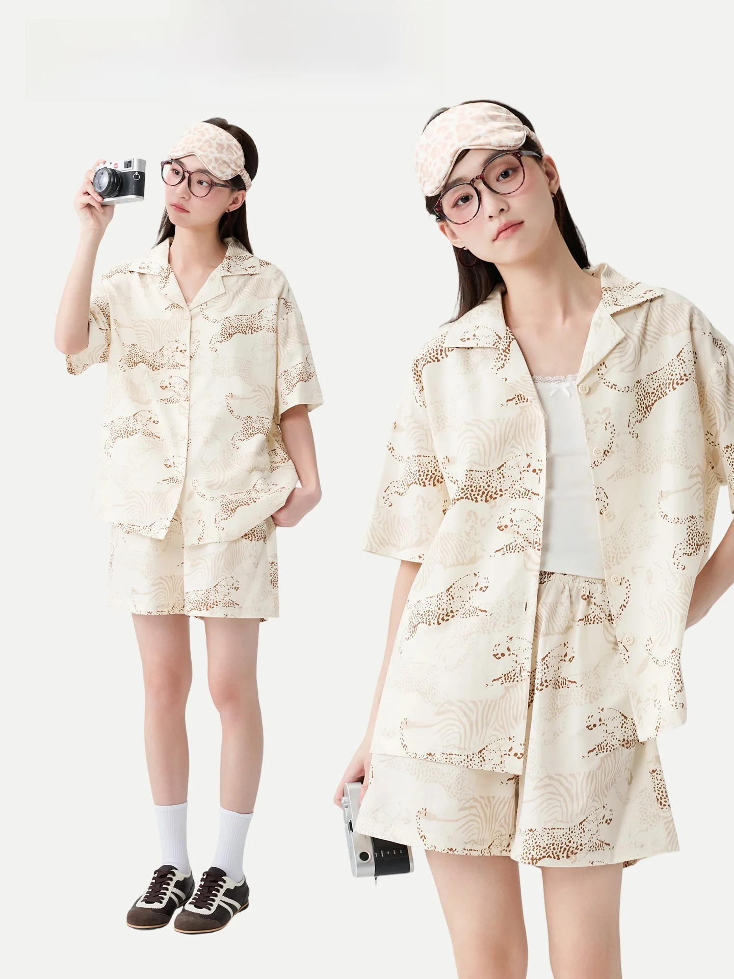 PinkBread Ladies Summer Short Sleeve Sleepwear Lenzing Cotton Home Clothes Outwear Soft Breathable Loose Fit Personalized Hom...