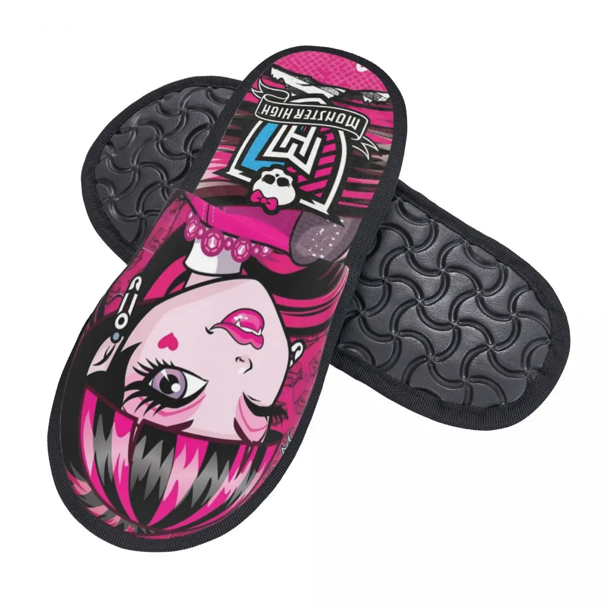 Custom Monsters High Logo Comfy Scuff With Memory Foam Slippers Women Dolls Spa House Shoes