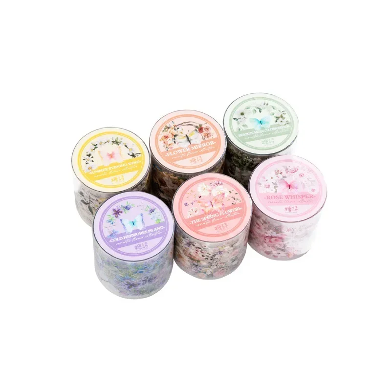 40mm*200cm شفاف PET پھول واشی ٹیپ Kawaii آرائشی ماسکنگ برائے اسٹیکر سکریپ بکنگ پیاری جرنل اسٹیشنری #5