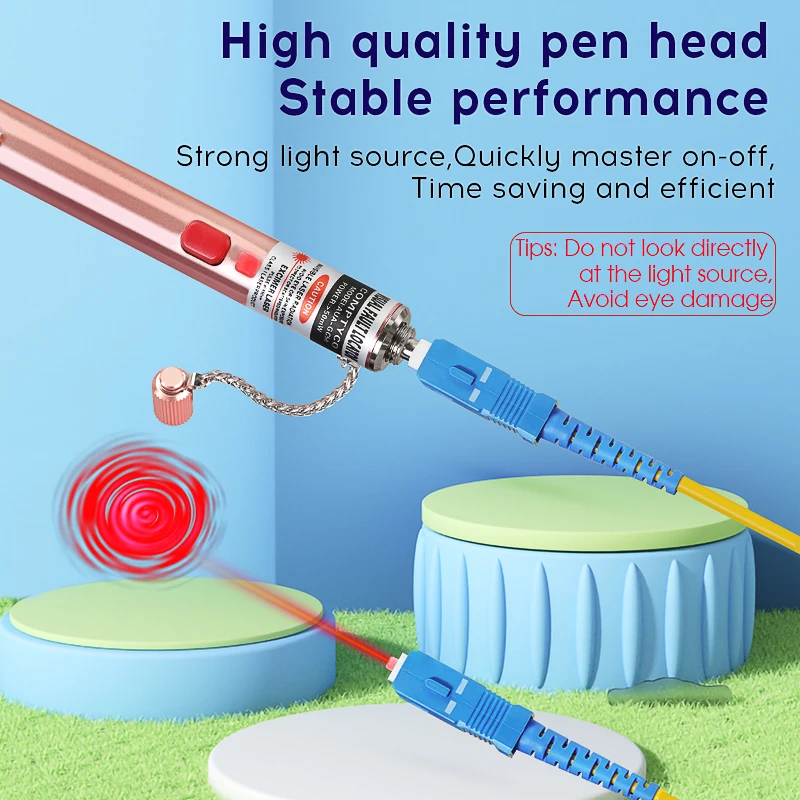 Localizador Visual de fallos recargable de alta calidad, probador de Cable de fibra óptica de 1 ~ 50MW (SC/FC/ST opcional
