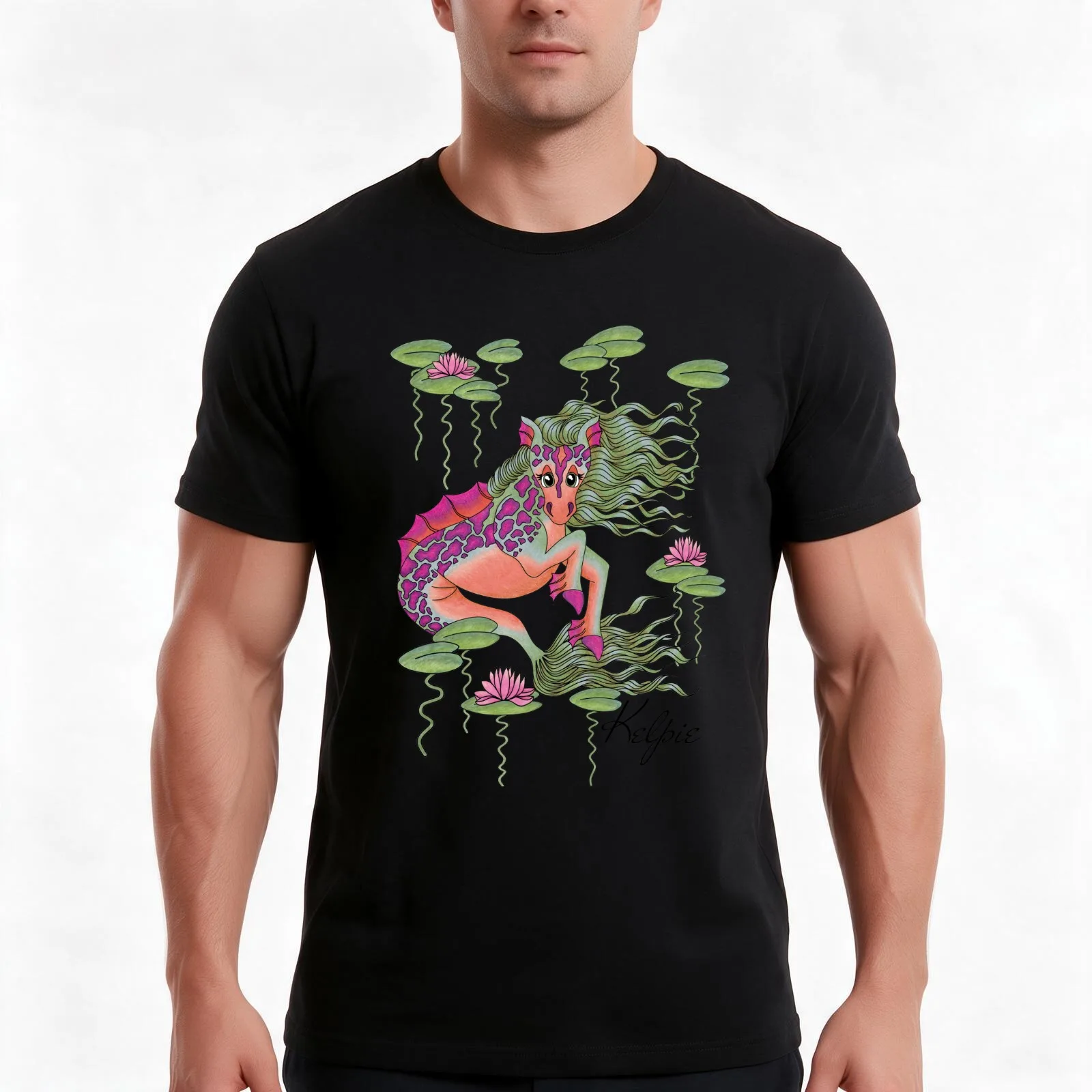 Kelpie - Cute Cryptid T-Shirt, Summer Casual Cotton Tee, Oversized Streetwear Tops, Vintage Graphic Print, Unisex Men Women