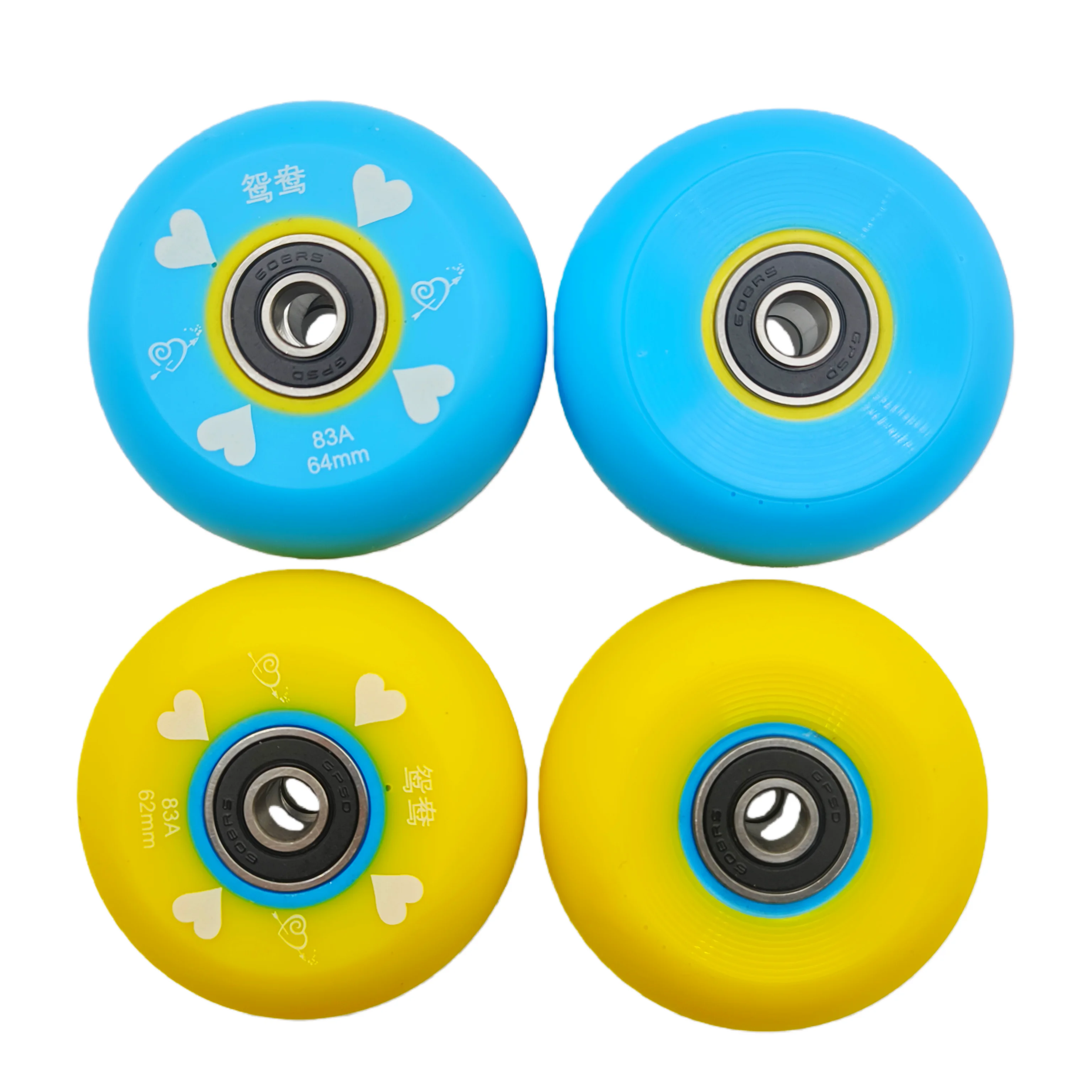 Roda de skate em linha Roda de rolo infantil 62mm 64mm 68mm 70mm 72mm 76mm 80mm 83A 4 rodas/lote