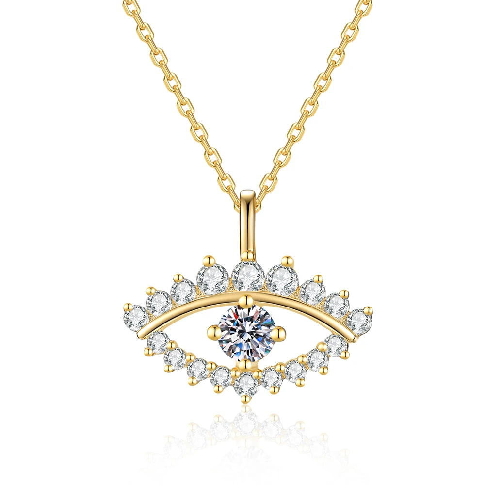 D Color Moissanite Devil's Eye Pendant Necklace S925 Sterling Silver Full Diamond Necklaces for Woman Party High-End Jewelry