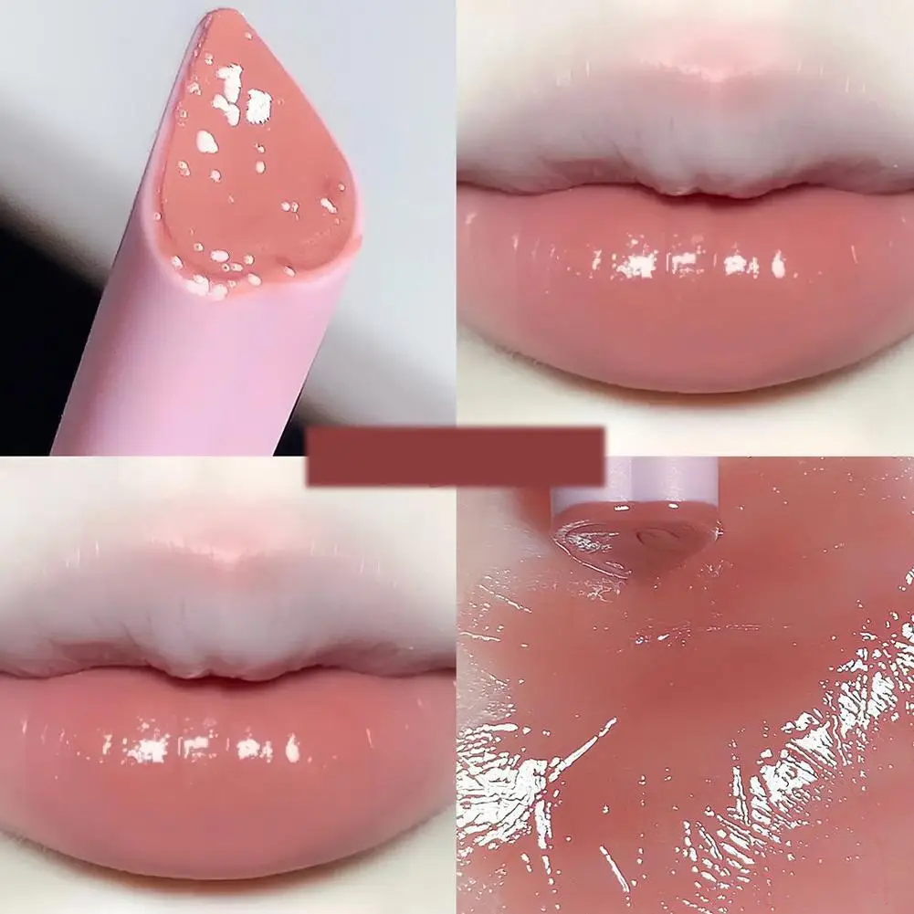 Jelly Lip Glaze Flower Mirror Water Lipstick lucidalabbra a forma di cuore penna rossetto idratante tazza antiaderente impermeabile coreana