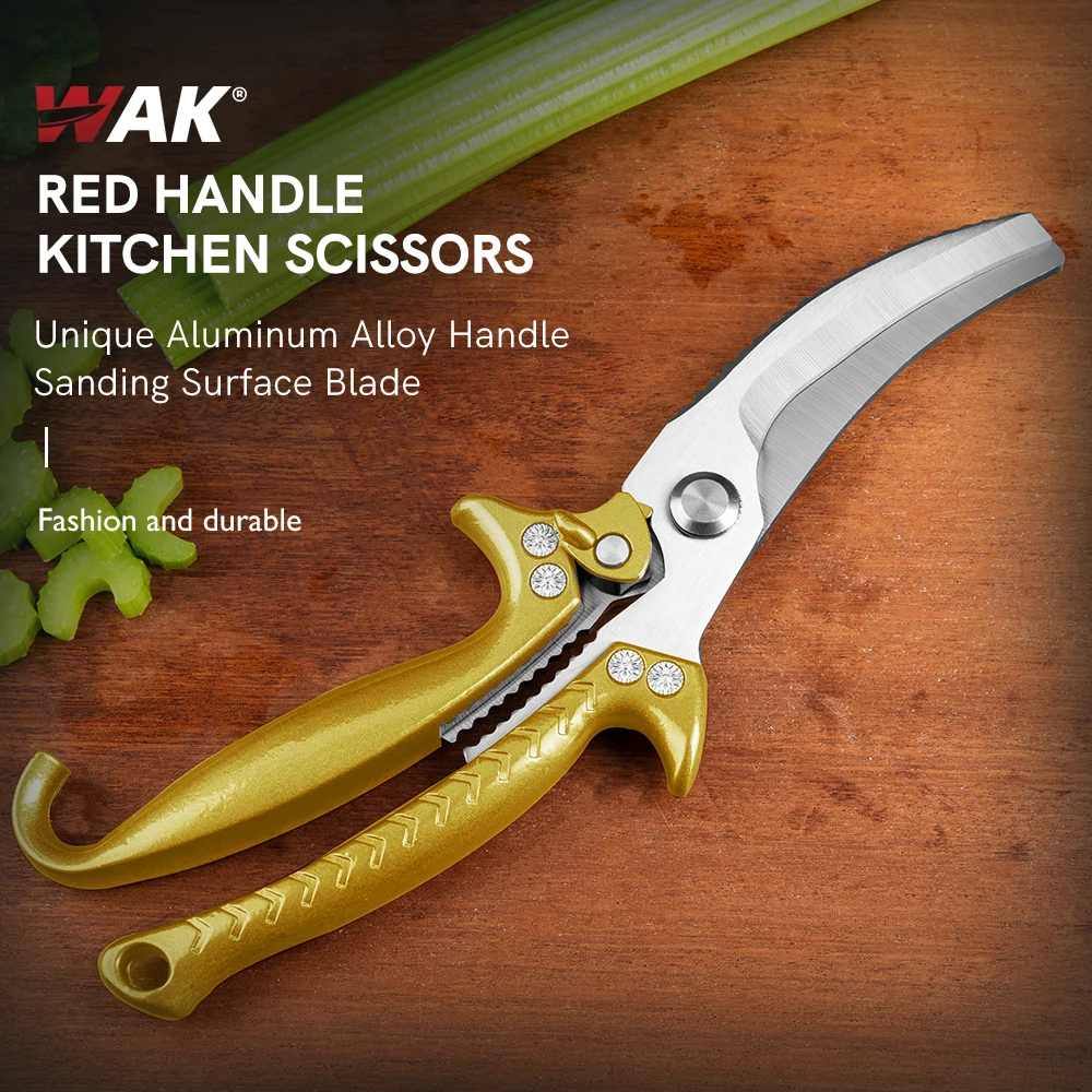 

WAK Powerful Kitchen Chicken Bone Scissors Aliuminum Alloy Handle Kitchen Scissors With Safe Lock Thicken Blade Cutting Scissors