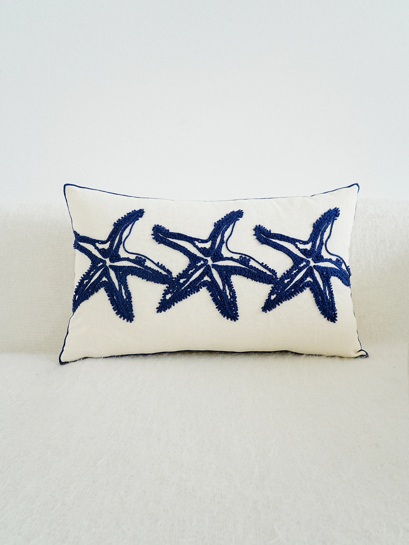 1pc, Modern Starfish Embroidered Pillow Cover for Sofa, Couch - Soft and Stylish Home Decor with No Pillow Core