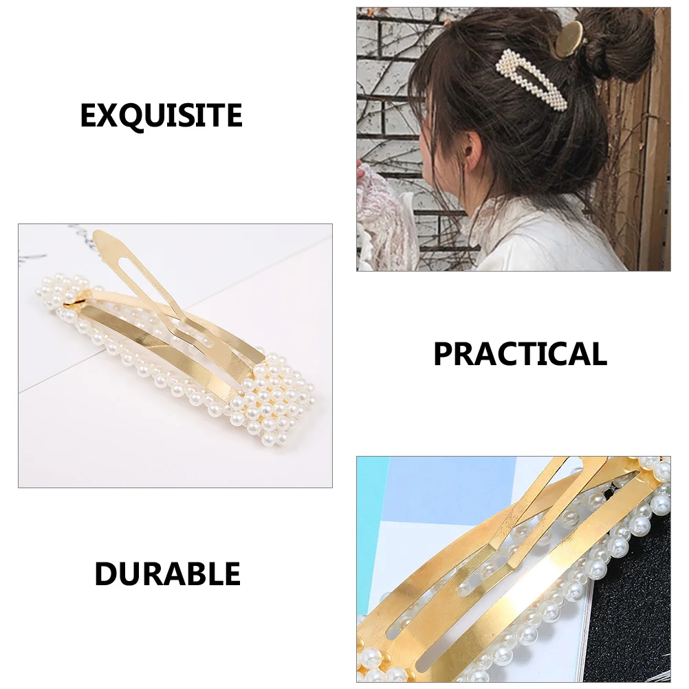 

4 Pcs Pearl Clips Set Comfortable Decorative Accessories for Women Bridal Party Use Thin Thick Hair Barrettes Pins Styling Hair