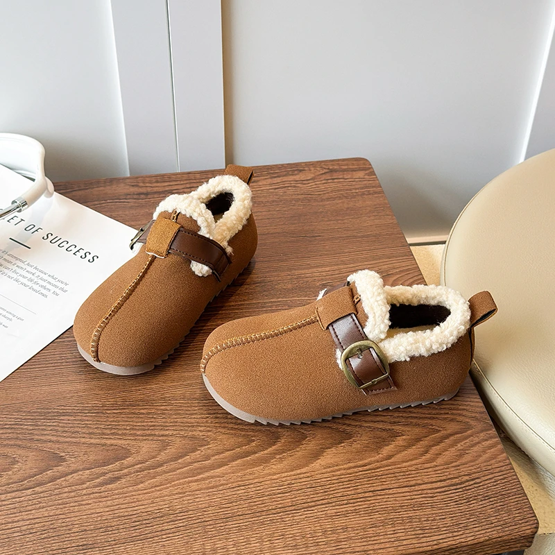 

2025 Winter Cute Plush Baby Shoes Cute Non-slip Comfortable Children Girls Outdoor Warm Fleece Kids Toddler First Walkers