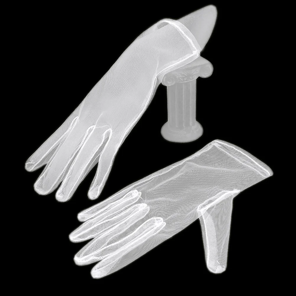 2Pairs Wedding Gloves Bridal Mesh Style Stretchy Dress Gloves Elegant Charming for Wedding Engagement Party Dance
