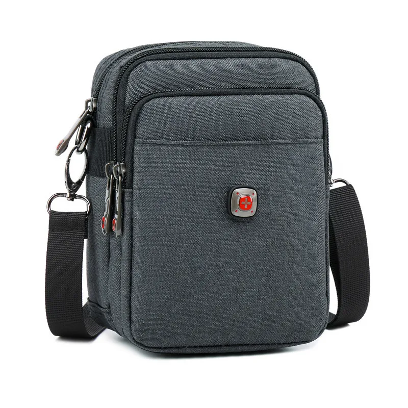 Bolsa Crossbody Horizontal Masculina, Bolsa Cintura de Ombro, Tudo Incluindo Alças, Lona Simples Empresarial, Moda Moderna, Livro A4