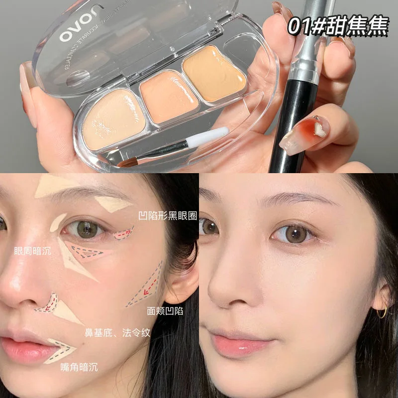 3 Colors Multi-use Concealer Palette Cover Dark Circles Corrector Moisturizing High Coverage Face Contouring Makeup Cosmetics