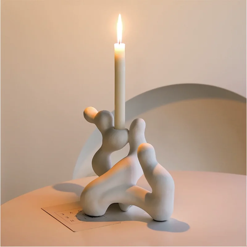 Home Decoration Candle Holder Ceramic Irregular Candlestick Wave Point Bedroom Atmosphere Photography Prop Wedding Decoration
