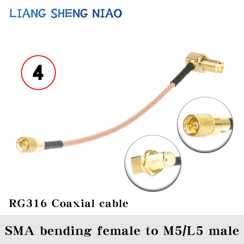 Imagem -05 - Cabo Coaxial m5 para Sma Macho e Fêmea Conector Ângulo Direito Crimp para Cabo Teste de Vibração de Alta Freqüência Jump Line Rg316