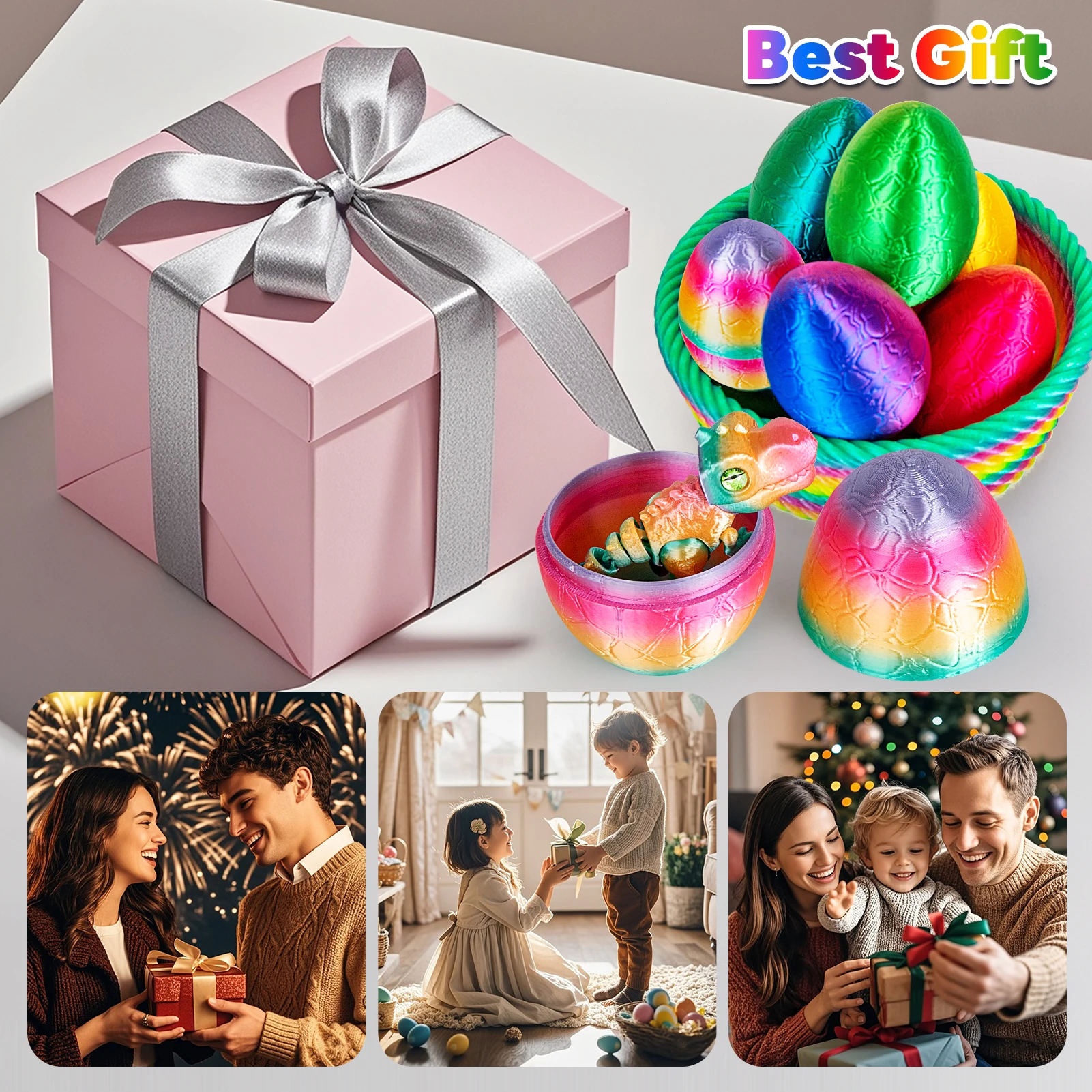 بيضة تنين مطبوعة ثلاثية الأبعاد مع لعبة ديناصور مفصلية، لعبة تململ مشتركة متحركة للأطفال والكبار، هدية رائعة لديكور مكتب المكتب