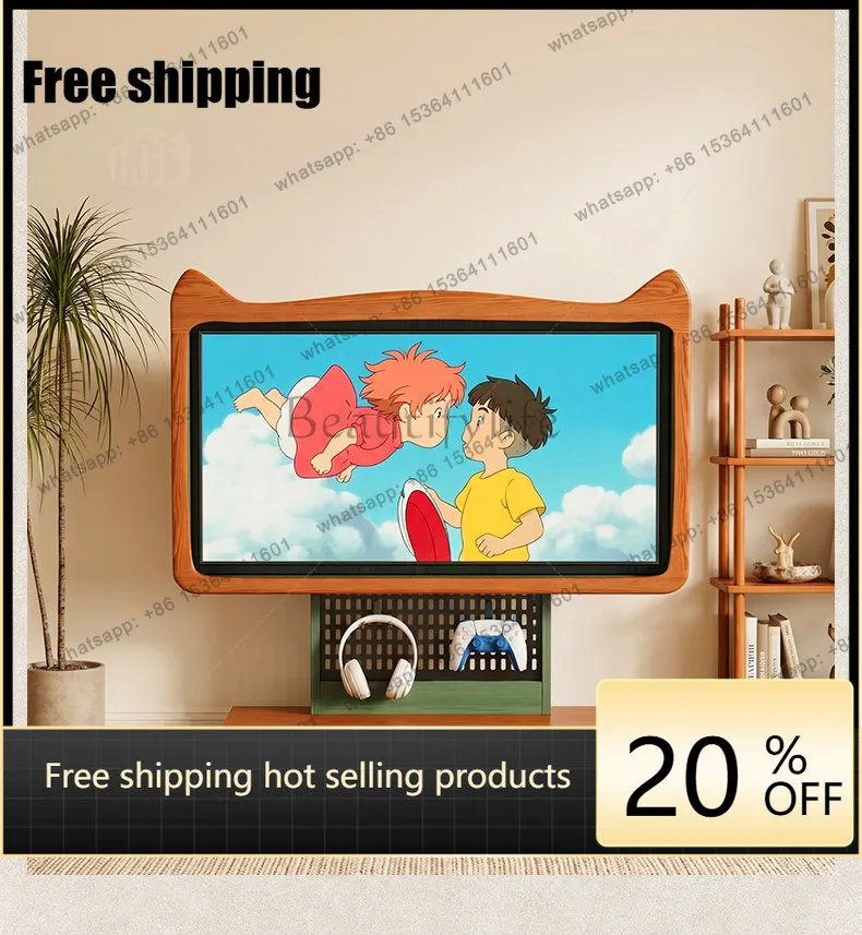 FG universal removable TV floor bracket solid wood French living room antique TV cabinet