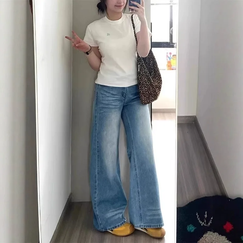 Wide-leg Jeans Women's New Pants Slim Straight Floor Pants
