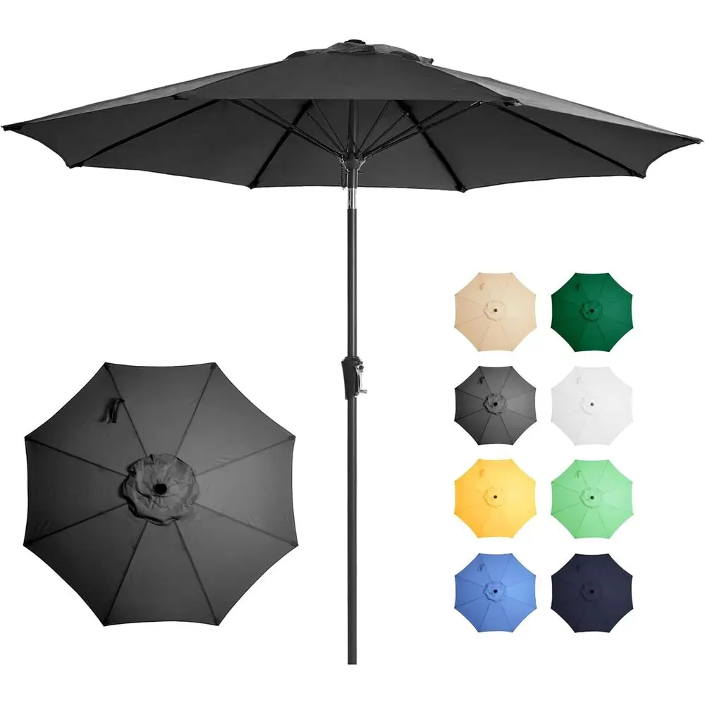 

Large Outdoor Patio Umbrella - UV Resistant, Easy Crank & Push Button, 8 Ribs, Heavy-Duty for Pool, Deck, Backyard, Garden, Blac