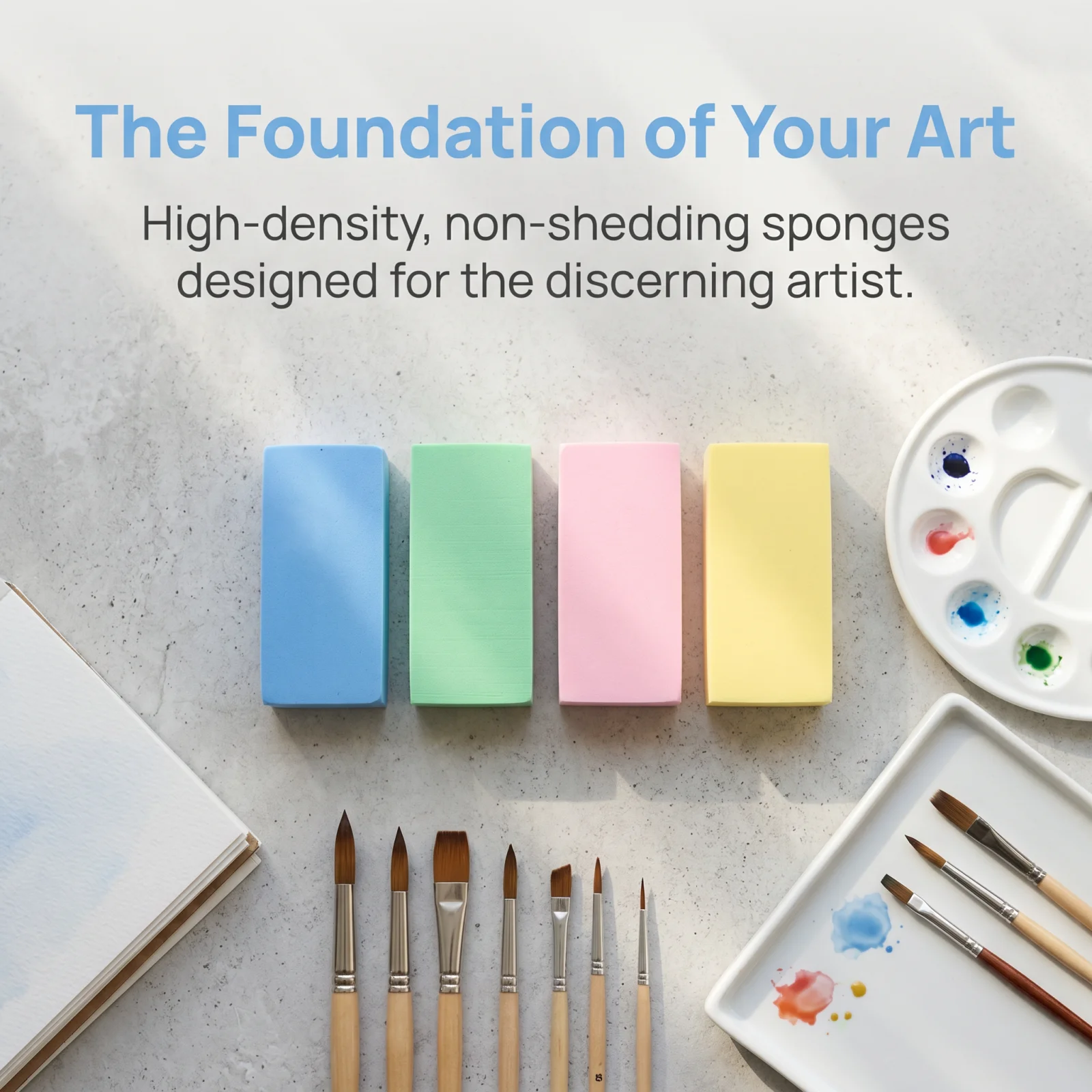 4Pcs High Density Super Absorbent Sponge Block Set, Water Sponge for Watercolor Acrylic Painting Pottery & Art Supplies