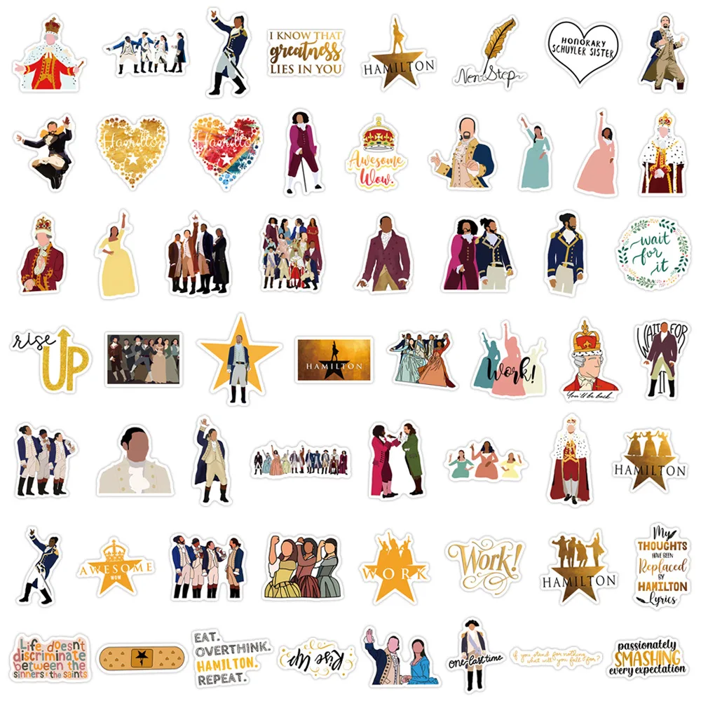 10/55 pçs dos desenhos animados hamilton musical graffiti adesivo dos desenhos animados personalizado diy papelaria caixa copo de água diário decalque à prova dwaterproof água brinquedo