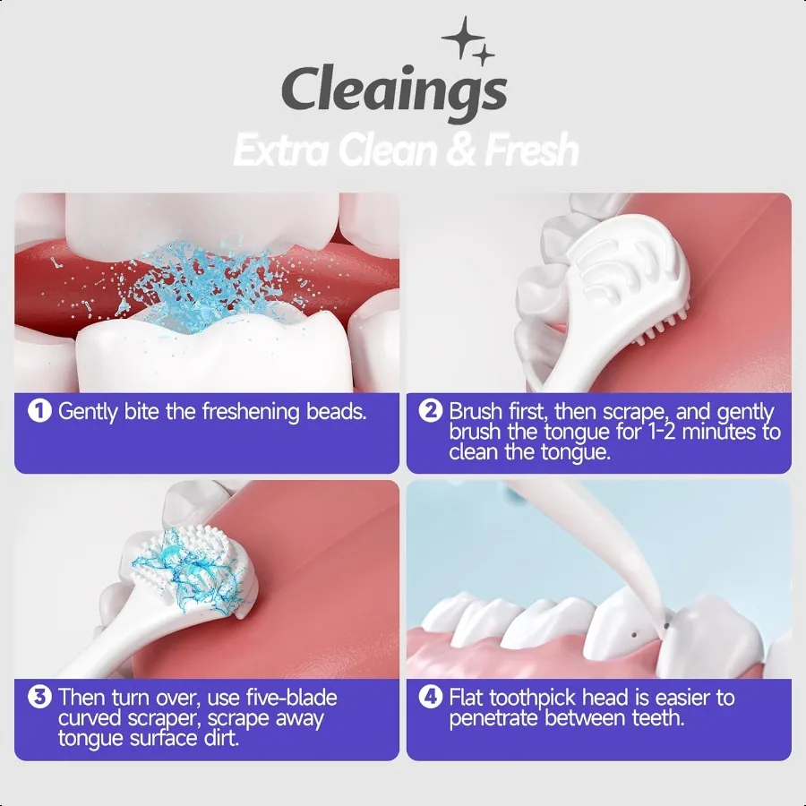 20 قطعة من فرش اللسان الصغيرة مع خرز معجون التنظيف ومنظفات اللسان المسواك تقلل من رائحة الفم الكريهة ومكشطة اللسان #2