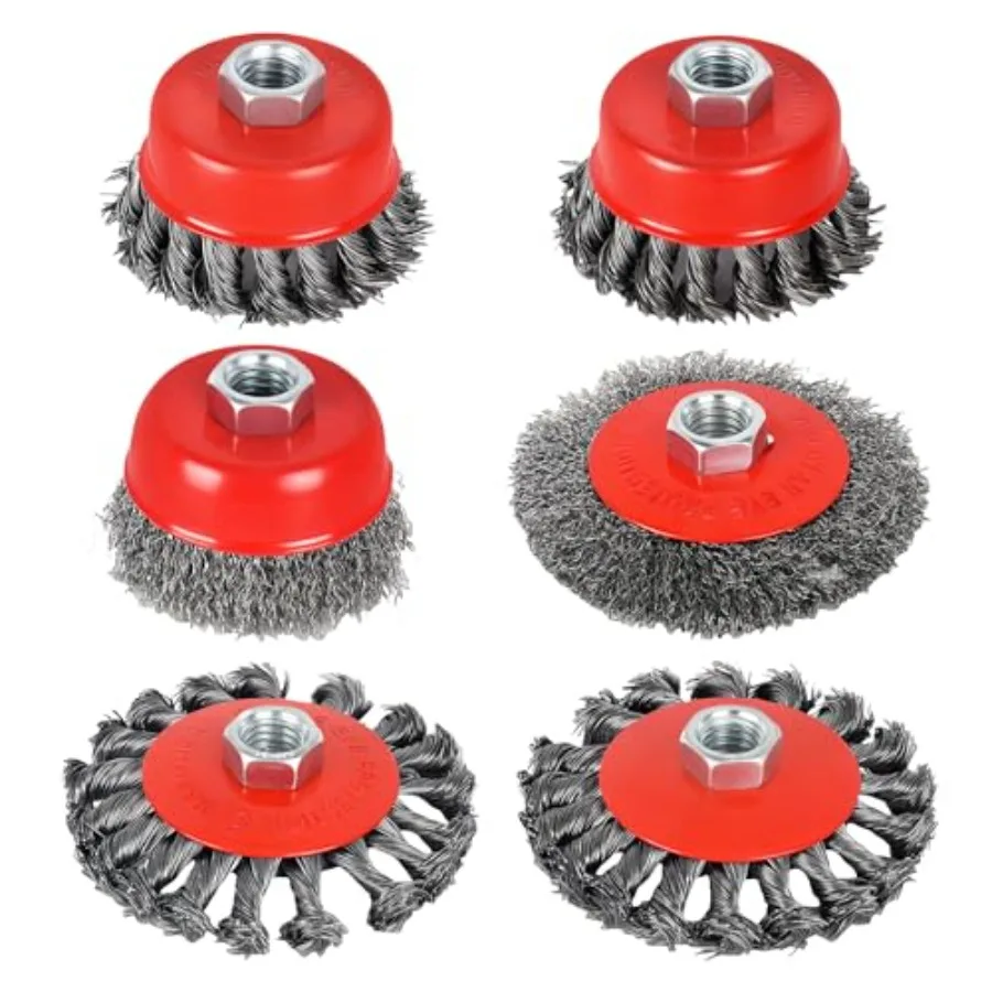 

6-Piece, Angle Grinder Wire Wheel, 4 1/2" Angle Grinder Attachments, Wire Wheel, Wheel for Angle Grinder, 4 Inch and 3 Inch Kno